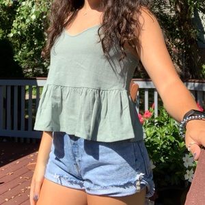 PacSun adorable green ruffled tank